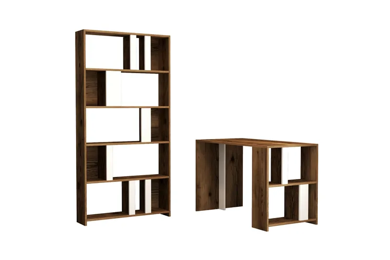 Timiza Skrivbord 120 cm med Förvaring Hylla + Bokhylla - Mörkbrun - Möbler - Bord & matgrupp - Kontorsbord - Skrivbord