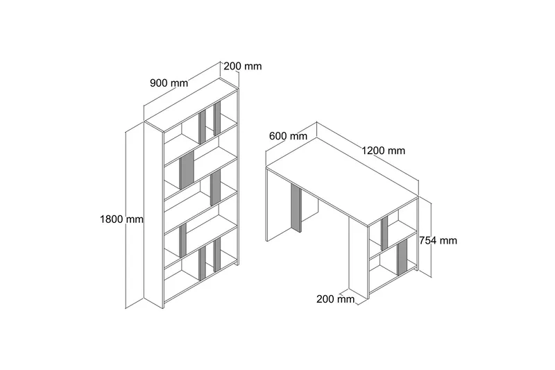 Timiza Skrivbord 120 cm med Förvaring Hylla + Bokhylla - Valnötsbrun - Möbler - Bord & matgrupp - Kontorsbord - Skrivbord
