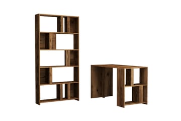 Timiza Skrivbord 120 cm med Förvaring Hylla + Bokhylla - Valnötsbrun - Möbler - Bord & matgrupp - Kontorsbord - Skrivbord