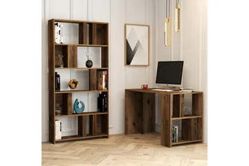 Timiza Skrivbord 120 cm med Förvaring Hylla + Bokhylla - Valnötsbrun - Möbler - Bord & matgrupp - Kontorsbord - Skrivbord