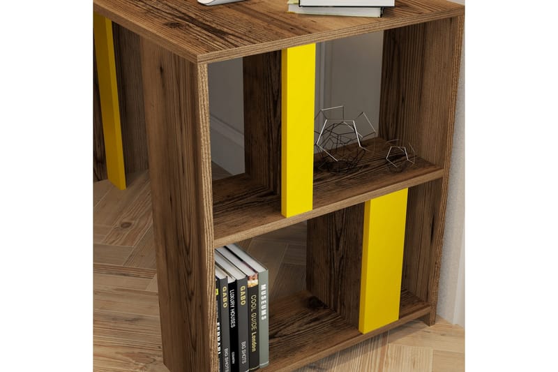 Timiza Skrivbord 120 cm med Förvaring Hylla - Valnötsbrun/Gul - Möbler - Bord & matgrupp - Kontorsbord - Skrivbord
