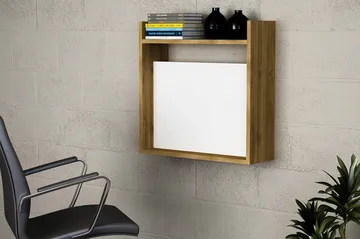 Toppley Väggskrivbord 60 cm med Förvaring Hyllor - Vit/Valnötsbrun - Möbler - Bord & matgrupp - Kontorsbord - Skrivbord