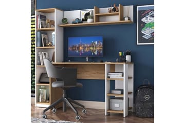 Skrivbord Traven Valnöt / Vit - Vit - Möbler - Bord & matgrupp - Kontorsbord - Skrivbord