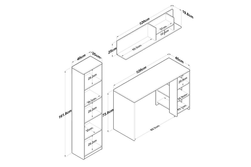 Skrivbord Traven Valnöt / Vit - Vit - Möbler - Bord & matgrupp - Kontorsbord - Skrivbord