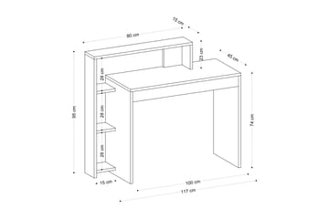 Trella Skrivbord 95x45 cm Vit - Hanah Home - Möbler - Bord & matgrupp - Kontorsbord - Skrivbord