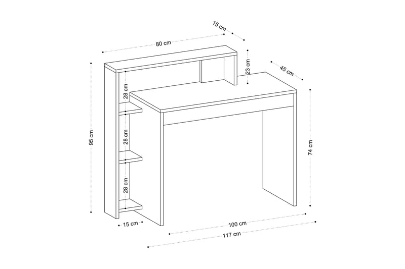 Skrivbord Trella 95x45 cm Vit - Hanah Home - Skrivbord - Datorbord