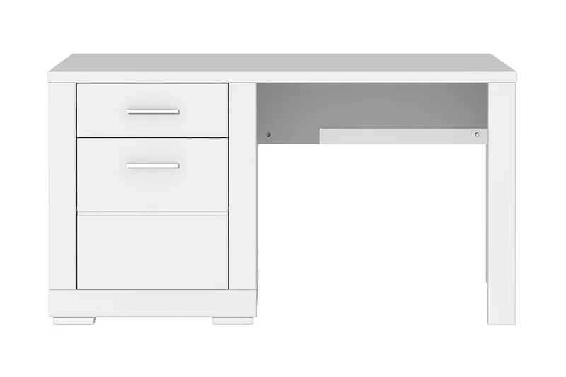 Uzayr Skrivbord 138 cm med Förvaring Hylla + Skåp, Vit
