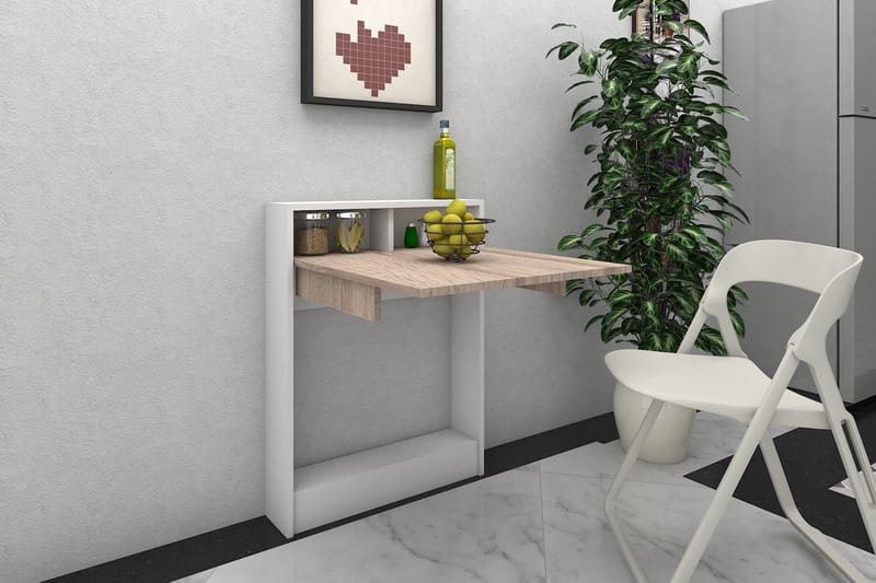 Väggskrivbord Lalenius 70 cm med Förvaring Hylla Utfällbart - Trä - Möbler - Bord & matgrupp - Kontorsbord - Skrivbord