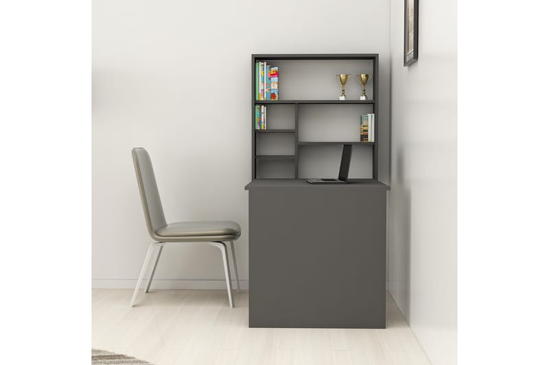 Väggskrivbord Mazirbe 59 cm med Förvaring Hylla - Antracit - Skrivbord - Datorbord