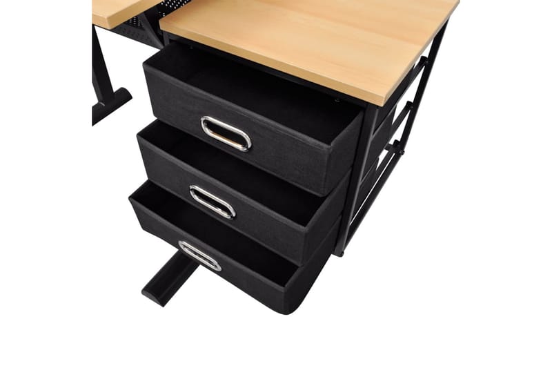 Vinklingsbart ritbord med 3 lådor och 1 pall - Brun - Skrivbord - Ritbord barn & rittavla barn - Ritbord