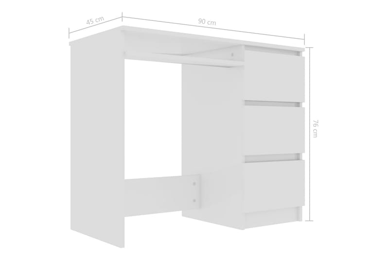 Skrivbord vit högglans 90x45x76 cm spånskiva - Vit - Skrivbord - Datorbord