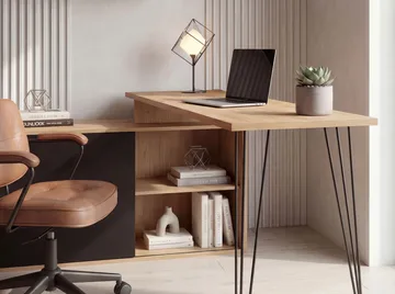 Vorlen Hörnskrivbord 130 cm i MDF med hylla - ekdekor svart - Möbler - Bord & matgrupp - Kontorsbord - Skrivbord - Hörnskrivbord