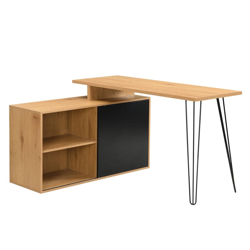 Vorlen Hörnskrivbord 130 cm i MDF med hylla - ekdekor svart - Möbler - Bord & matgrupp - Kontorsbord - Skrivbord - Hörnskrivbord