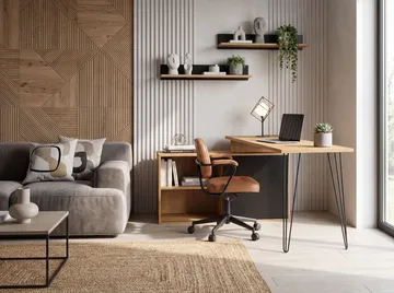 Vorlen Hörnskrivbord 130 cm i MDF med hylla - ekdekor svart - Möbler - Bord & matgrupp - Kontorsbord - Skrivbord - Hörnskrivbord