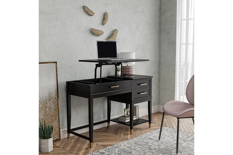 Westerleigh Skrivbord 116 cm Höj- och sänkbar 3 Lådor Svart - CosmoLiving - Möbler - Bord & matgrupp - Kontorsbord - Skrivbord