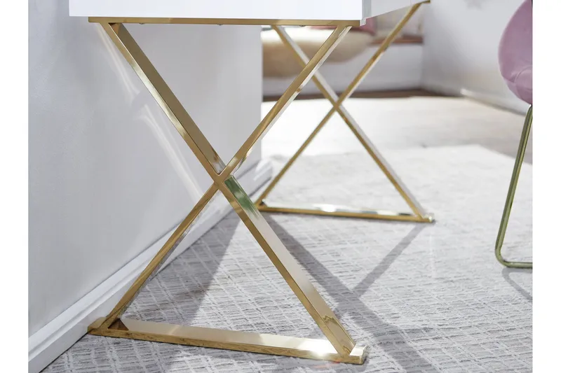 Willowdale Skrivbord 118 cm med Förvaring 2 Lådor - Vit/Guld - Möbler - Bord & matgrupp - Kontorsbord - Skrivbord