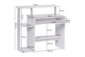 Skrivbord Wohnling för dator med hjul, tangentbord utdragbar, modern stil Vit - Vit - Möbler - Bord & matgrupp - Kontorsbord - Skrivbord