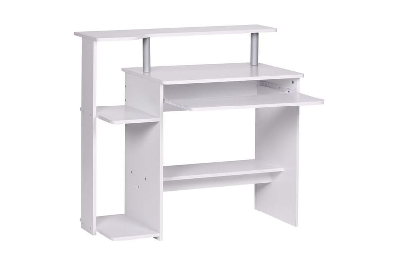 Skrivbord Wohnling för dator med hjul, tangentbord utdragbar, modern stil Vit - Vit - Möbler - Bord & matgrupp - Kontorsbord - Skrivbord