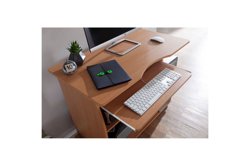 Skrivbord Wohnling för laptop eller dator med hjul, tangentbord utdragbar, modern stil Bok - Bok - Möbler - Bord & matgrupp - Kontorsbord - Skrivbord