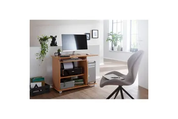 Skrivbord Wohnling för laptop eller dator med hjul, tangentbord utdragbar, modern stil Bok - Bok - Möbler - Bord & matgrupp - Kontorsbord - Skrivbord