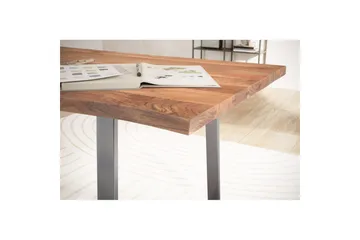 Skrivbord Wohnling Massiv trä träd kant metallben lantlig stil Silver, Rak, 140x60 cm - Silver, Rak, 140x60 cm - Möbler - Bord & matgrupp - Kontorsbord - Skrivbord