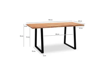 Skrivbord Wohnling Massiv trä träd kant metallben lantlig stil Svart, Rak, 140x60 cm - Svart, Rak, 140x60 cm - Möbler - Bord & matgrupp - Kontorsbord - Skrivbord