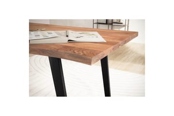 Skrivbord Wohnling Massiv trä träd kant metallben lantlig stil Svart, vinklad, 200x100 cm - Svart, vinklad, 200x100 cm - Möbler - Bord & matgrupp - Kontorsbord - Skrivbord