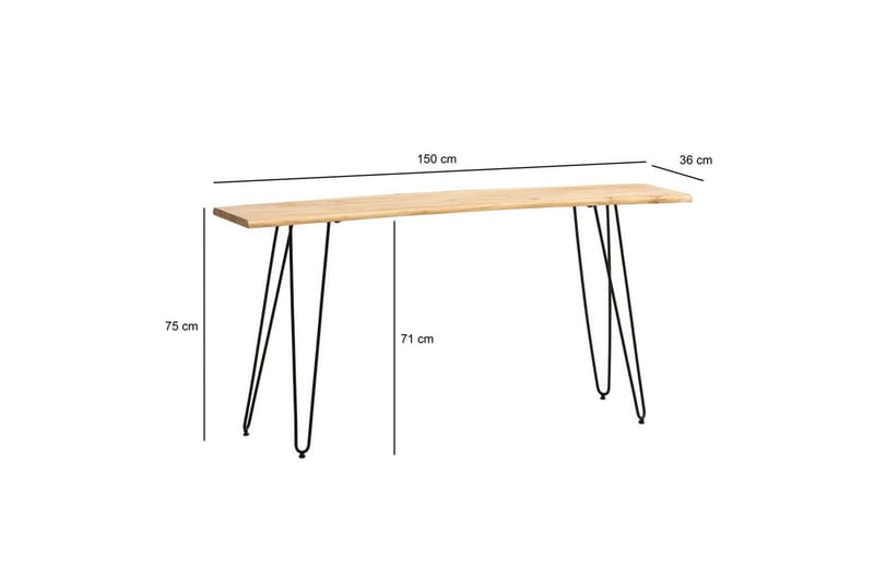 Skrivbord Wohnling Massivt trä 150 cm träd kant med hårnålben lantstil - Möbler - Bord & matgrupp - Kontorsbord - Skrivbord