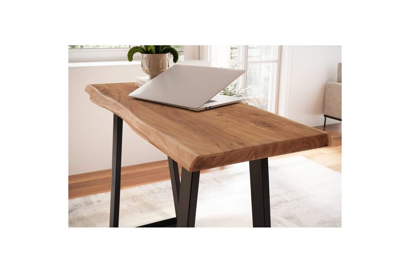 Skrivbord Wohnling Massivt trä med trädkanter, metallram - Möbler - Bord & matgrupp - Kontorsbord - Skrivbord