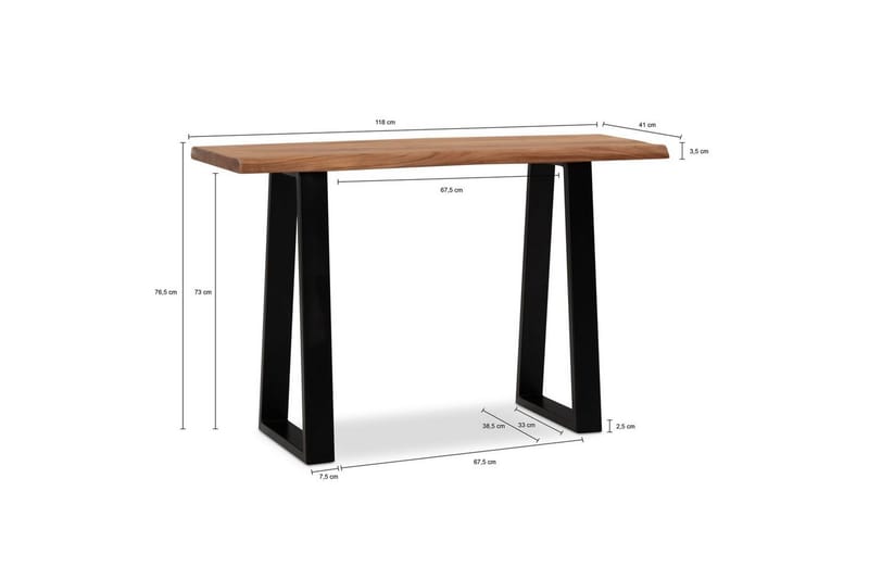 Skrivbord Wohnling Massivt trä med trädkanter, metallram - Möbler - Bord & matgrupp - Kontorsbord - Skrivbord