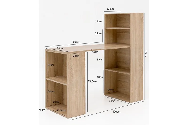 Skrivbord Wohnling med hylla 120x120x53 cm trä i modern stil Sonoma - Sonoma - Möbler - Bord & matgrupp - Kontorsbord - Skrivbord