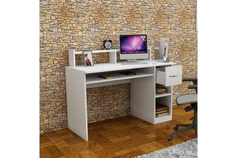 Yemisen Skrivbord 120 cm med Förvaring Låda + Hyllor - Vit - Möbler - Bord & matgrupp - Kontorsbord - Skrivbord
