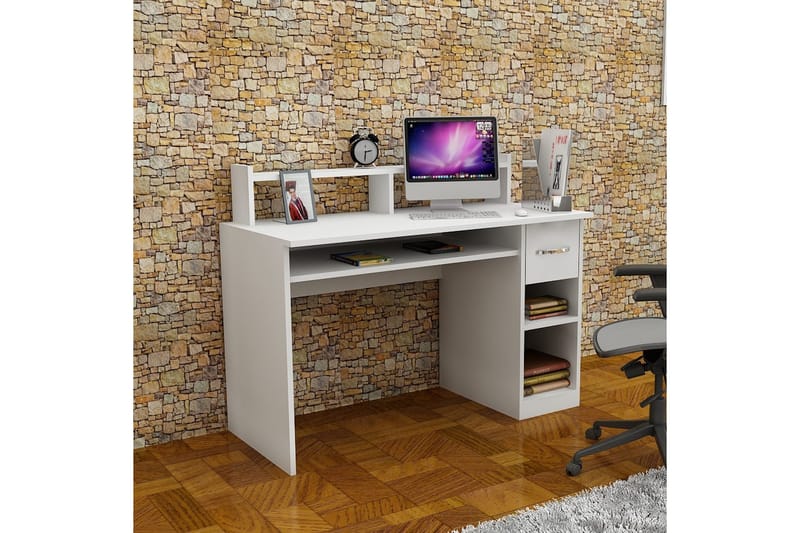 Yemisen Skrivbord 120 cm med Förvaring Låda + Hyllor - Vit - Möbler - Bord & matgrupp - Kontorsbord - Skrivbord