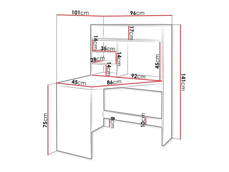 Zayden Skrivbord 96 cm - beige - Möbler - Bord & matgrupp - Kontorsbord - Skrivbord - Hörnskrivbord