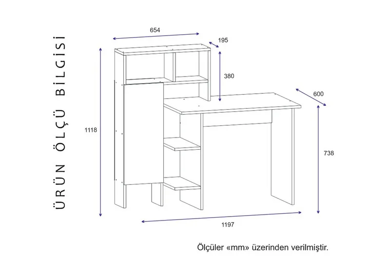 Zeko Skrivbord 120 cm med Förvaring Hylla - Ekfärg - Möbler - Bord & matgrupp - Kontorsbord - Skrivbord