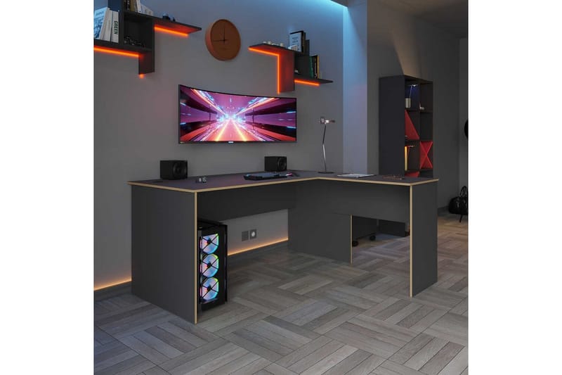 Soonam Skrivbord 160x144 cm - Rödfärgat trä/Antracit - Möbler - Bord & matgrupp - Kontorsbord - Skrivbord