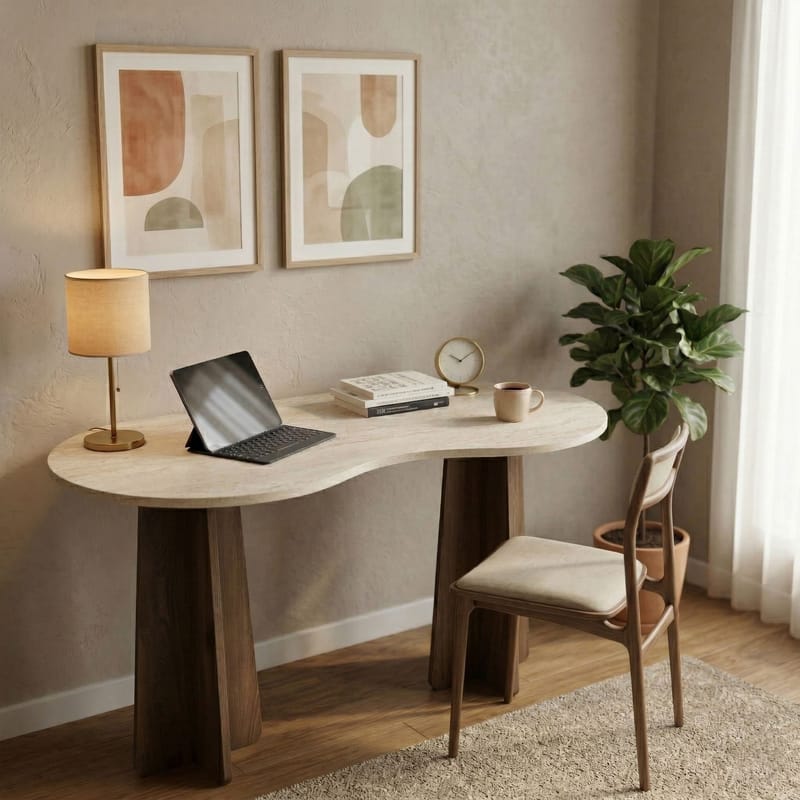 Soryn Skrivbord 120x75x60 cm - Travertine Walnut - Möbler - Bord & matgrupp - Kontorsbord - Skrivbord