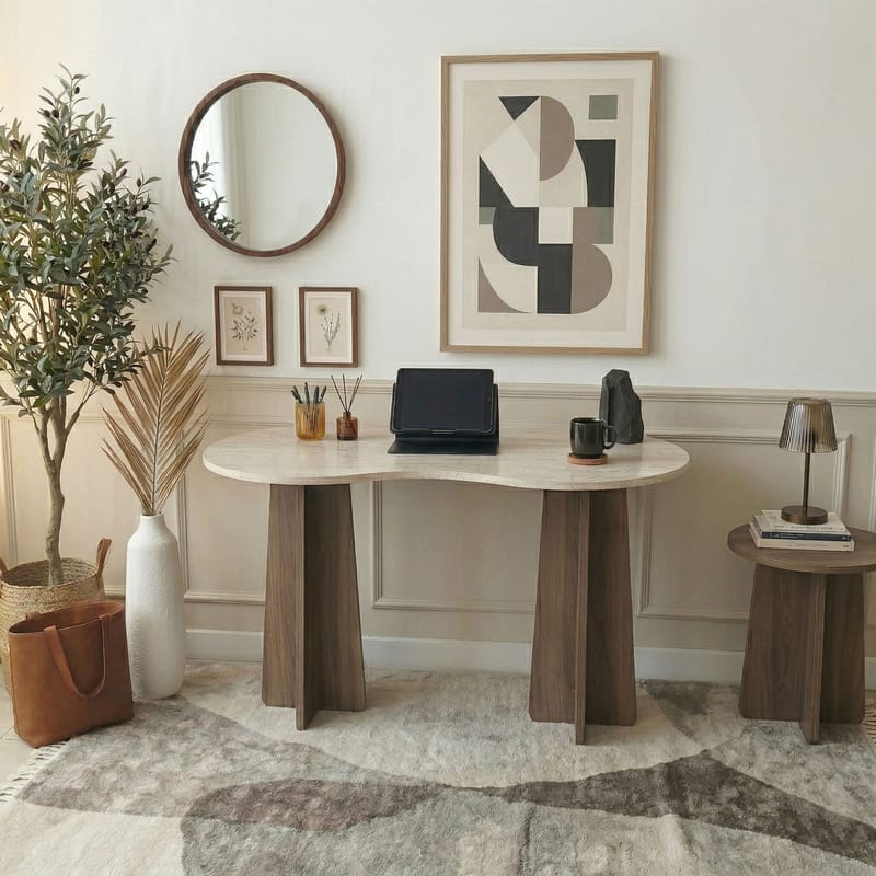 Soryn Skrivbord 120x75x60 cm - Travertine Walnut - Möbler - Bord & matgrupp - Kontorsbord - Skrivbord