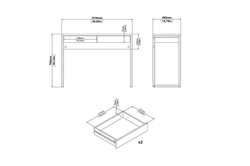 Taketo Skrivbord 40x101,6 cm - Vit - Möbler - Bord & matgrupp - Kontorsbord - Skrivbord