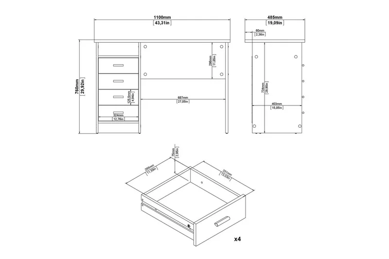 Taketo Skrivbord 48,5x110 cm - Natur - Möbler - Bord & matgrupp - Kontorsbord - Skrivbord