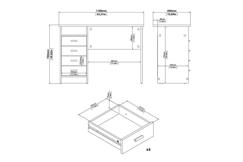 Taketo Skrivbord 48,5x110 cm - Natur - Möbler - Bord & matgrupp - Kontorsbord - Skrivbord
