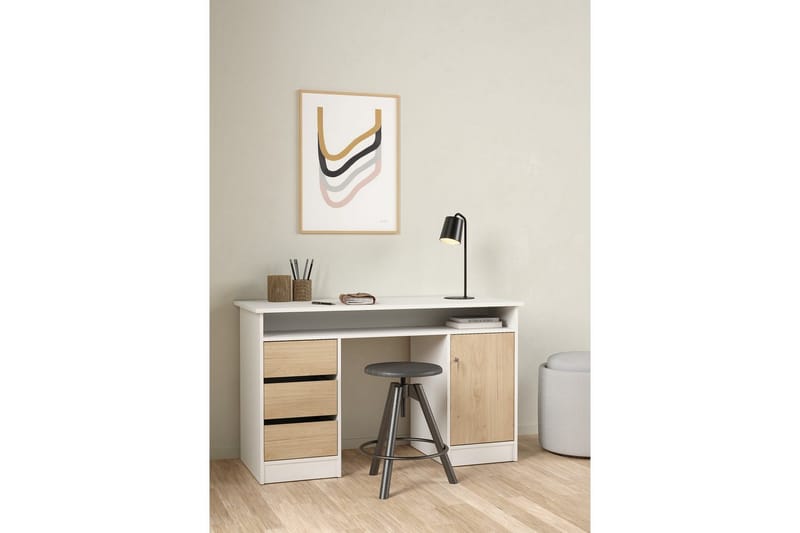 Taketo Skrivbord 55x126 cm - Vit/Natur - Möbler - Bord & matgrupp - Kontorsbord - Skrivbord