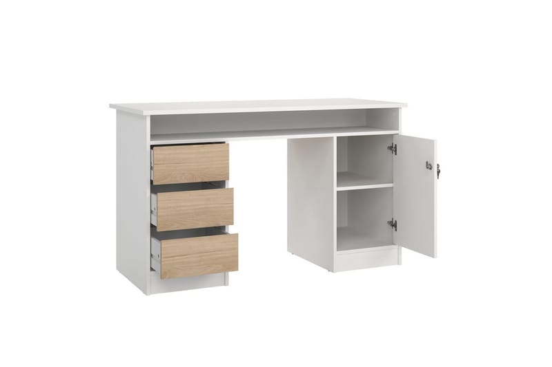 Taketo Skrivbord 55x126 cm - Vit/Natur - Möbler - Bord & matgrupp - Kontorsbord - Skrivbord