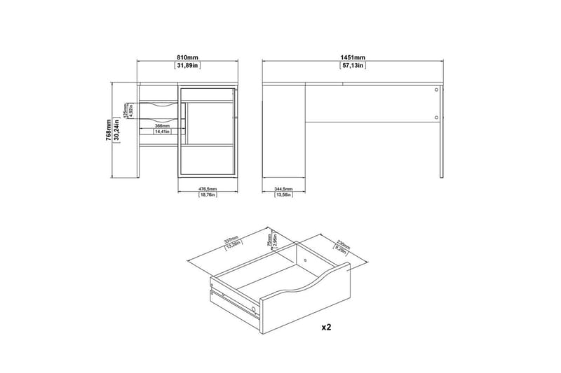 Taketo Skrivbord 81x145,1 cm - Vit - Möbler - Bord & matgrupp - Kontorsbord - Skrivbord