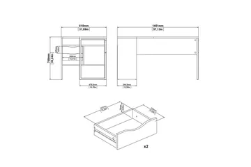 Taketo Skrivbord 81x145,1 cm - Vit - Möbler - Bord & matgrupp - Kontorsbord - Skrivbord