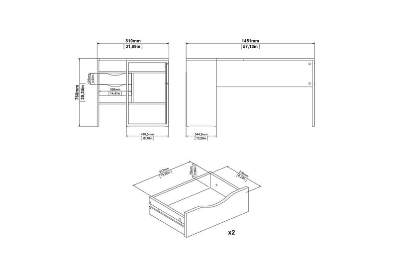 Taketo Skrivbord 81x145,1 cm - Vit - Möbler - Bord & matgrupp - Kontorsbord - Skrivbord
