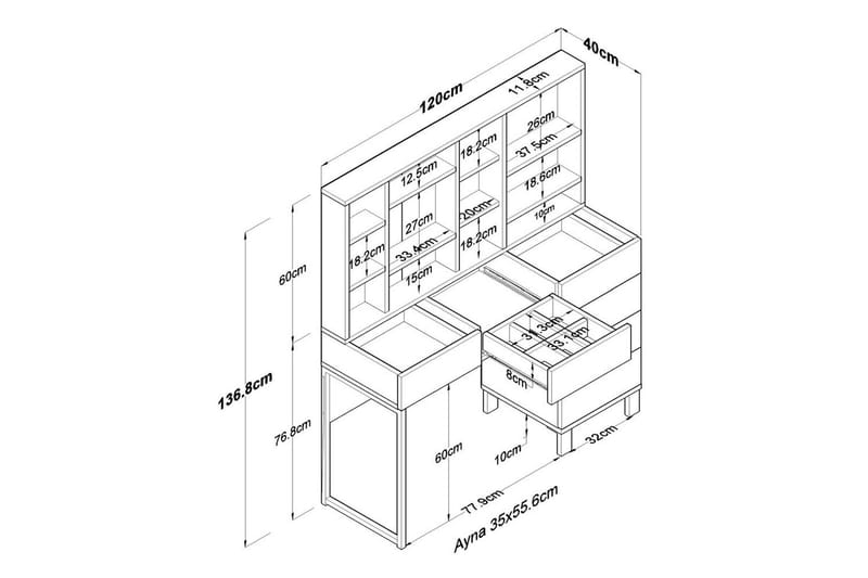 Talros Sminkbord 120 cm - Vit - Möbler - Bord & matgrupp - Kontorsbord - Skrivbord