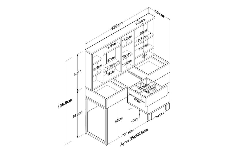 Talros Sminkbord 120 cm - Vit - Möbler - Bord & matgrupp - Kontorsbord - Skrivbord