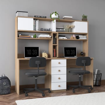 Tavren Skrivbord 180x166,3x50 cm - Valnöt och vit - Möbler - Bord & matgrupp - Kontorsbord - Skrivbord
