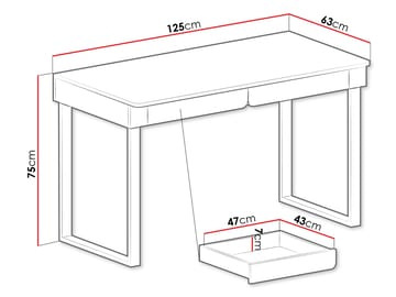 Travic Skrivbord 125 cm med Lådor i Trä med Ekutseende - Brun - Möbler - Bord & matgrupp - Kontorsbord - Skrivbord